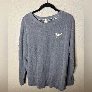 PINK by Victoria Secrets Grey Sequin Love Pink Long Sleeve Top